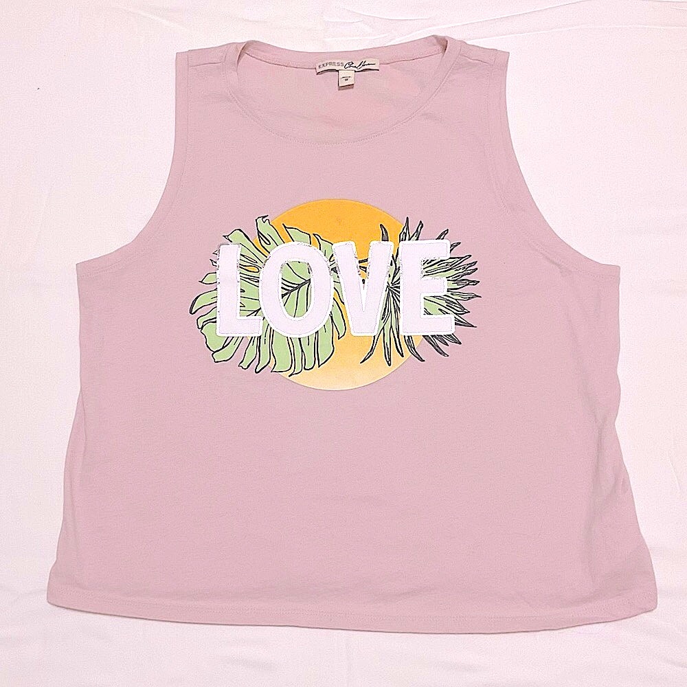 Express Love Graphic Pink Baby Tee Tank M